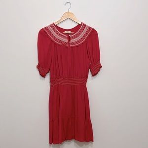 Max Studio MIDI Dress Women’s Red smocked Dress Size Medium